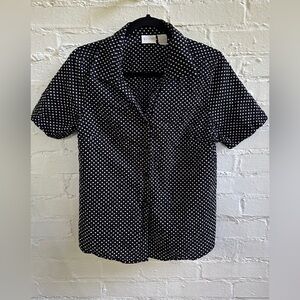 Cotton Black and White Polka Dot Button Down